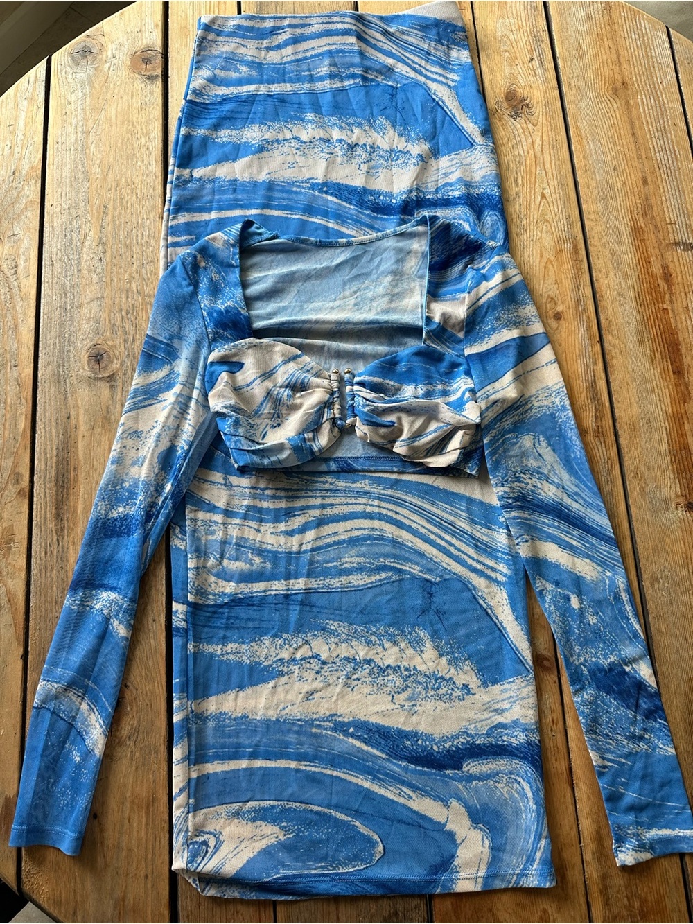 Blue & Cream Marble Two-Piece Set
